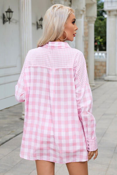 “The Chester Chic” Pocketed Plaid Dropped Shoulder Shirt