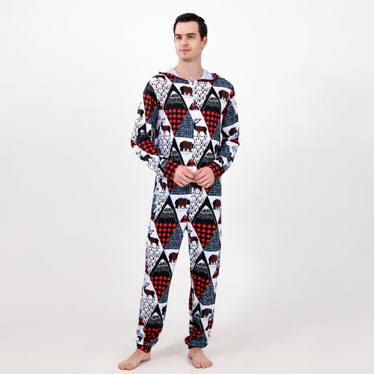 “The Wintry” Men Printed Hooded Jumpsuit