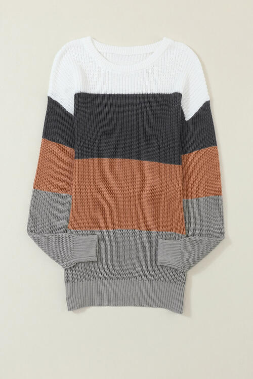 “The Krueger” Color Block Round Neck Sweater