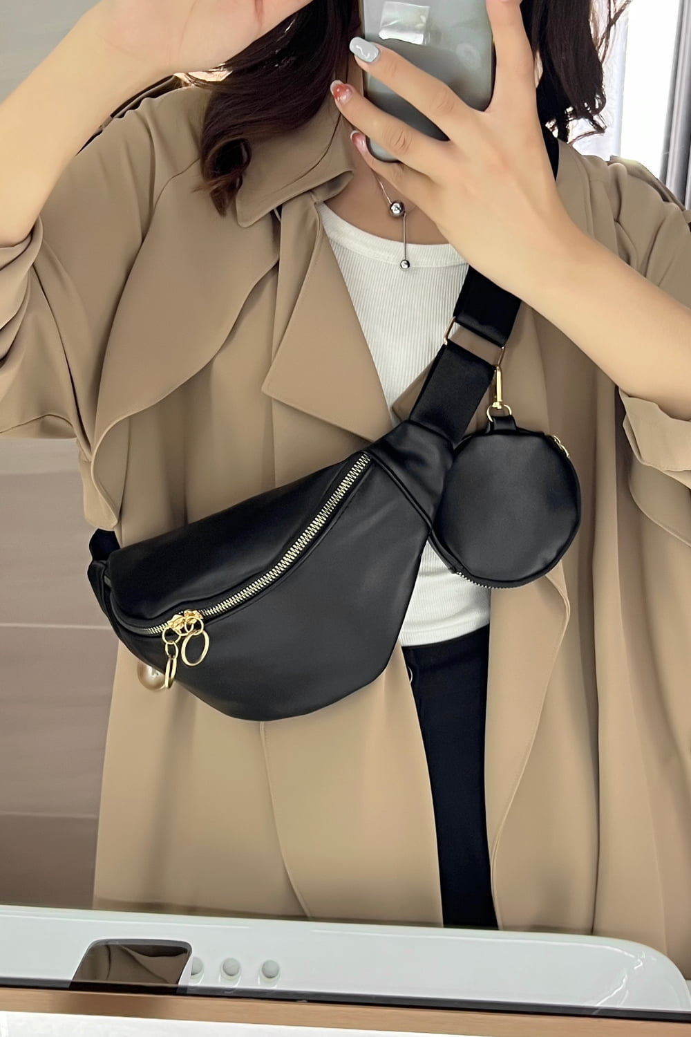 Leather Sling Bag with Small Purse