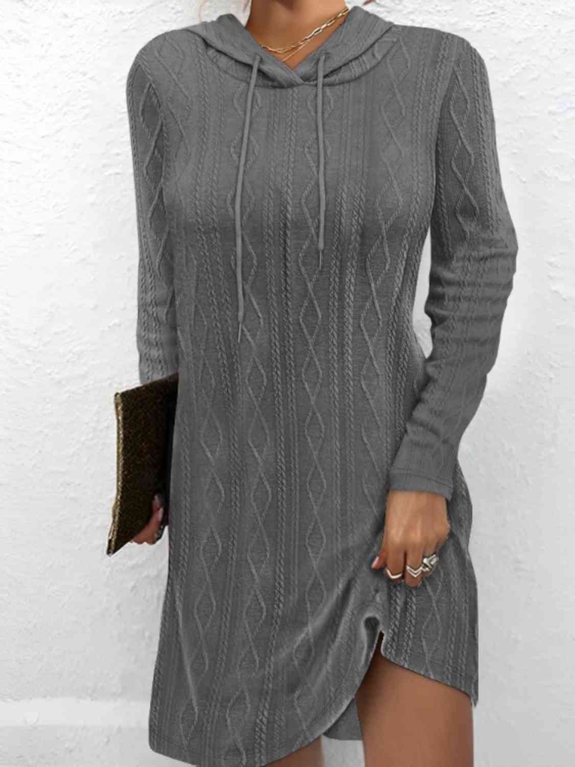 “The Aafia” Drawstring Hooded Sweater Dress