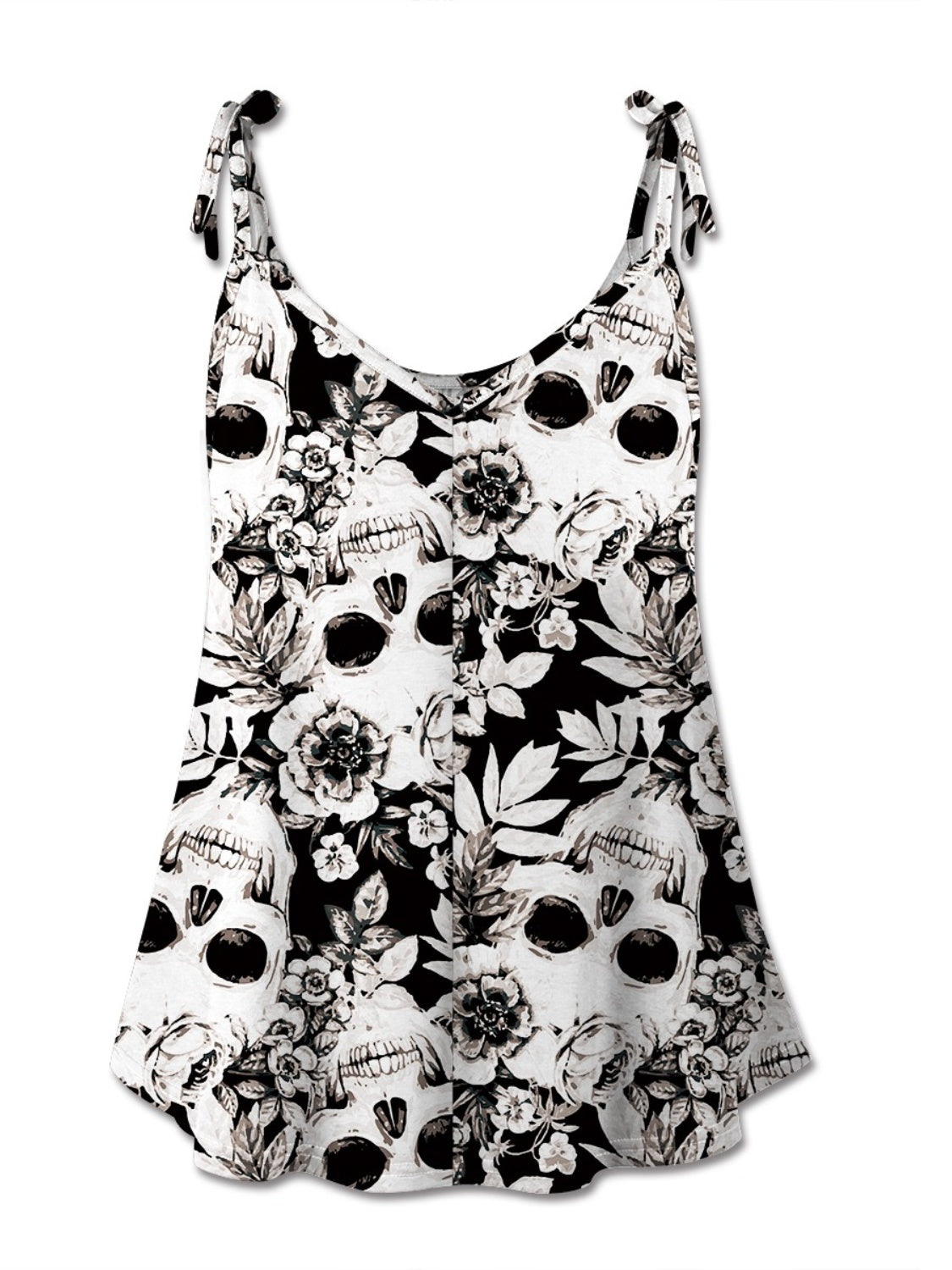 “The Dead Dream Garden” Skull Print Scoop Neck Cami