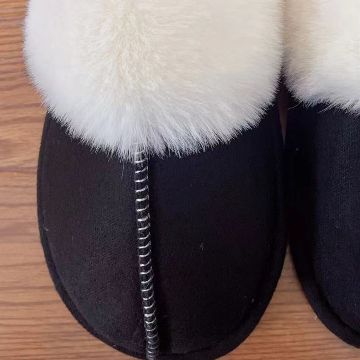 “The Cream Toe” Faux Suede Center Seam Slippers