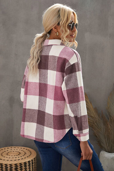 “The Range” Plaid Button Up Dropped Shoulder Jacket