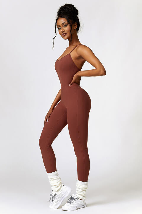 “The Pleasure Bae” Open Back Spaghetti Strap Sports Jumpsuit