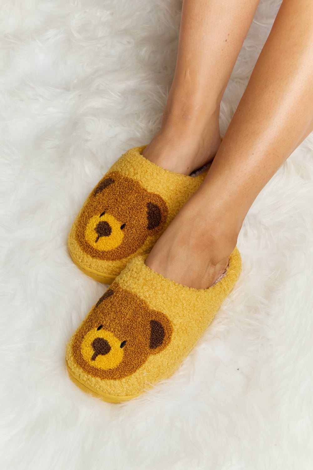 “The Teddy Bear” Print Plush Slide Slippers