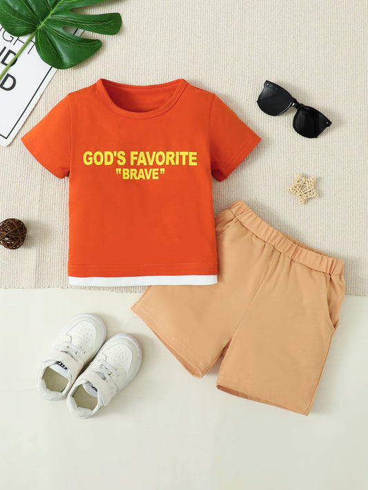 “Brickie Boys: The GOD'S FAVORITE BRAVE” Graphic Top and Shorts Set