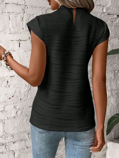 “The PTA Meeting” Mock Neck Cap Sleeve T-Shirt