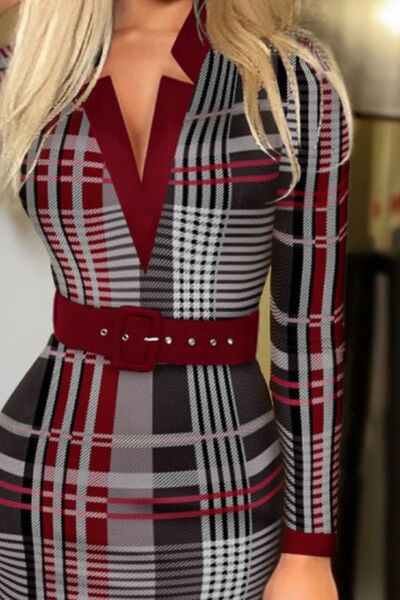 “The Polka Cutie” Printed Notched Long Sleeve Wrap Dress