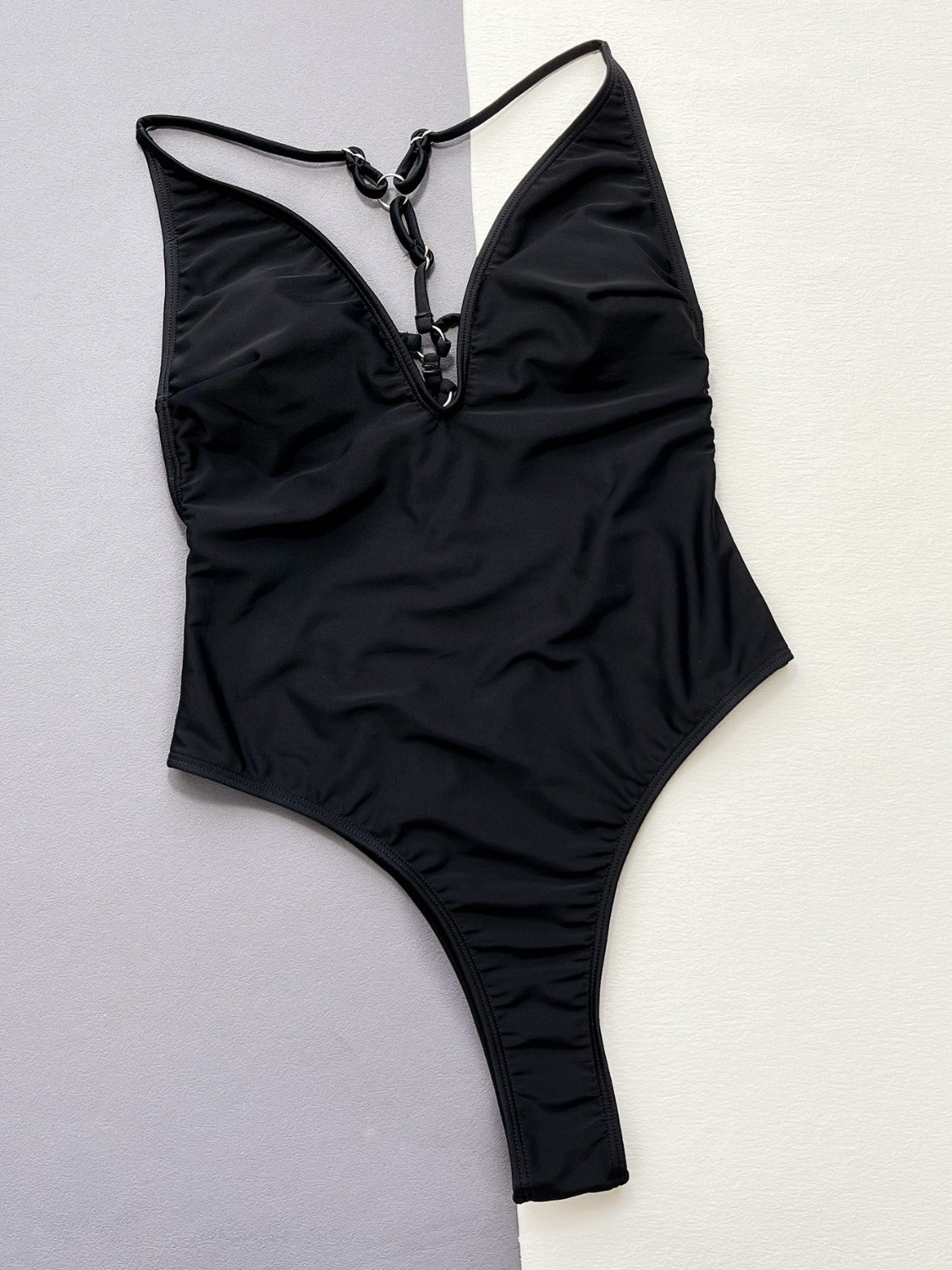 “The Backlash” Cutout Plunge Spaghetti Strap One-Piece Swimwear