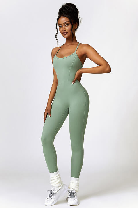 “The Pleasure Bae” Open Back Spaghetti Strap Sports Jumpsuit