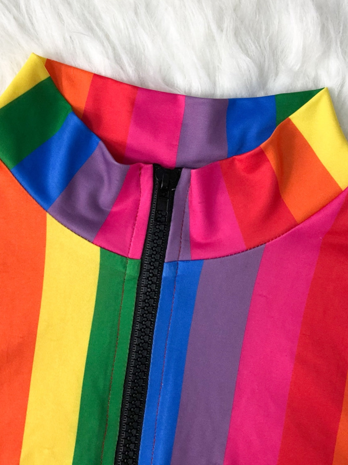 “The Rainbow Room” Contrast Half Zip Top and Brief Swim Set