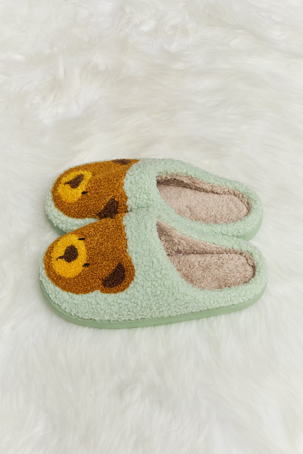 “The Teddy Bear” Print Plush Slide Slippers