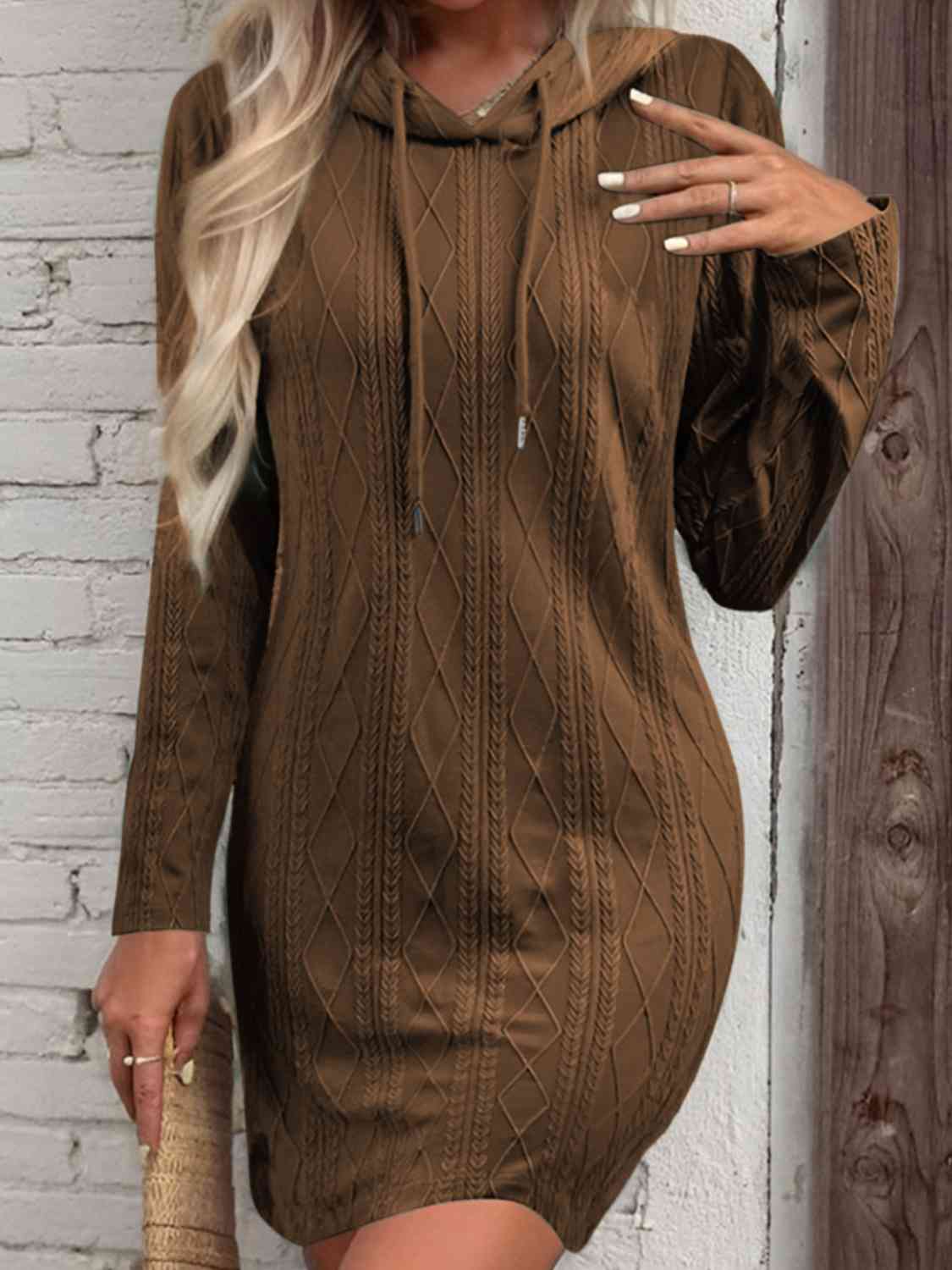 “The Aafia” Drawstring Hooded Sweater Dress