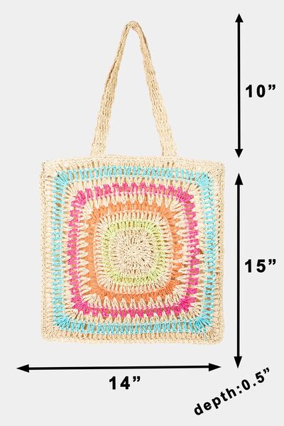 “The Beach Fame” Rainbow Crochet Knit Tote Bag