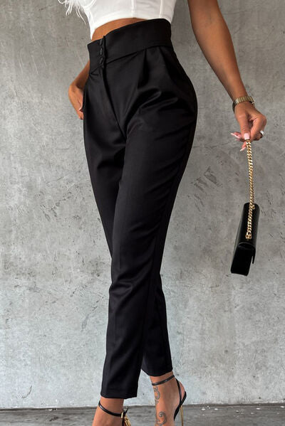 “The Off Kilter” High Waist Wide Waistband Pants