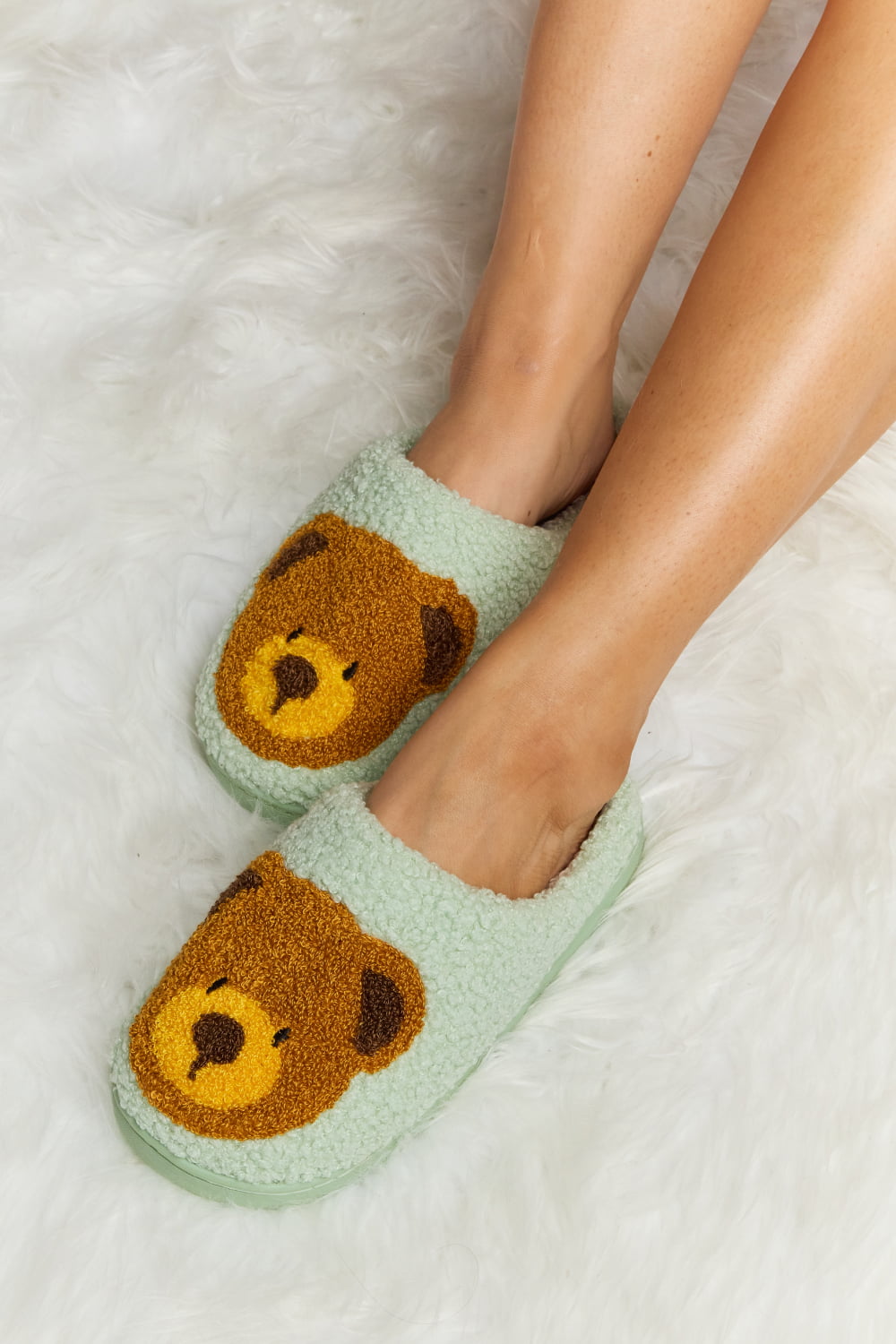 “The Teddy Bear” Print Plush Slide Slippers