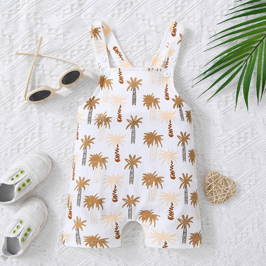 “Baby Brick: Coconut” Kids Botanical Print Overalls