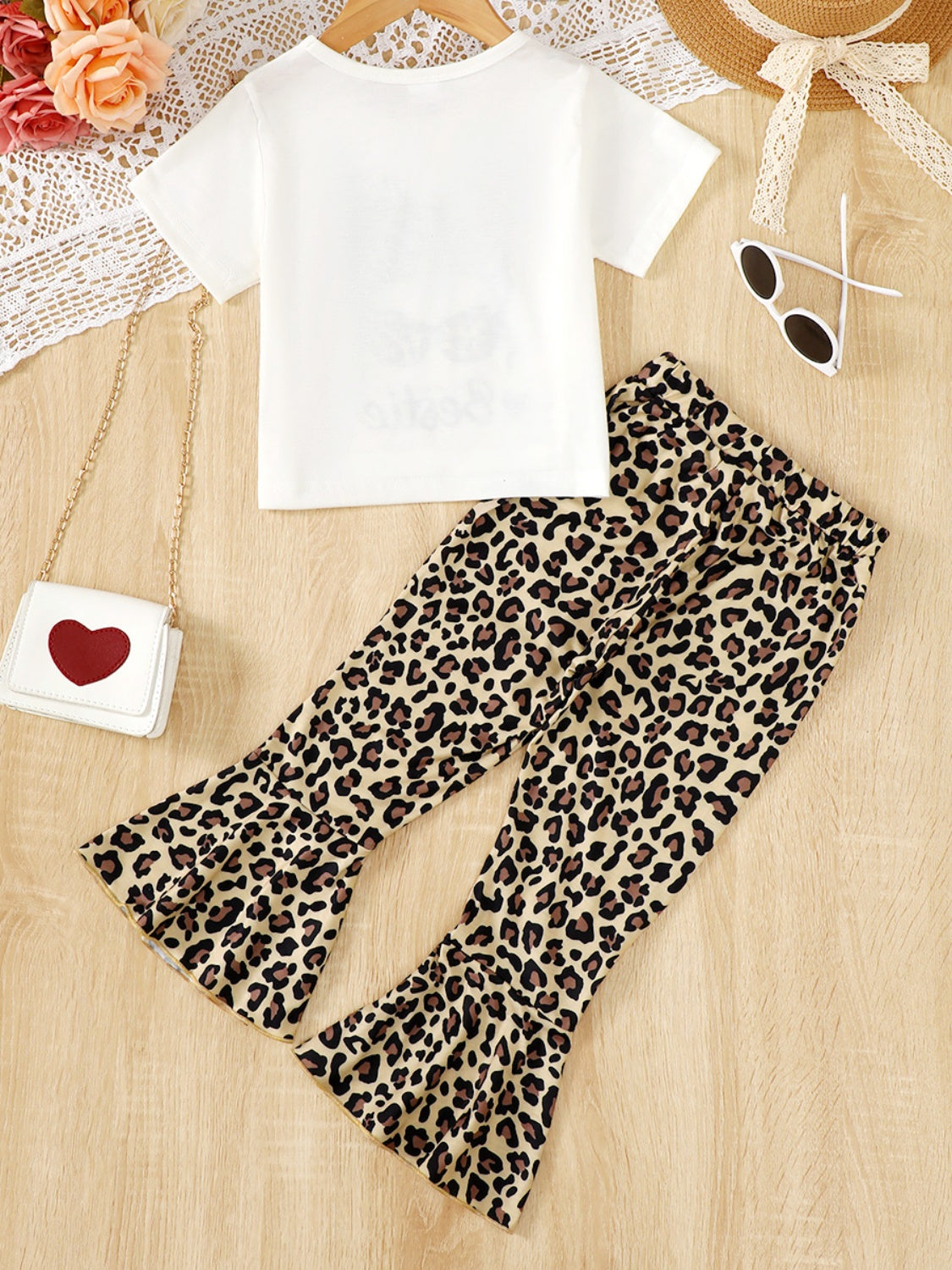 “Brickie Girl: The BESTIE” Round Neck T-Shirt and Leopard Pants Set