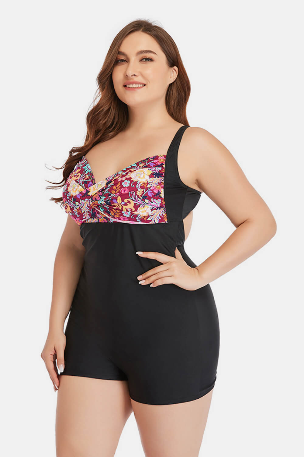 “The Two Toned” Plus Size Two-Tone One-Piece Swimsuit