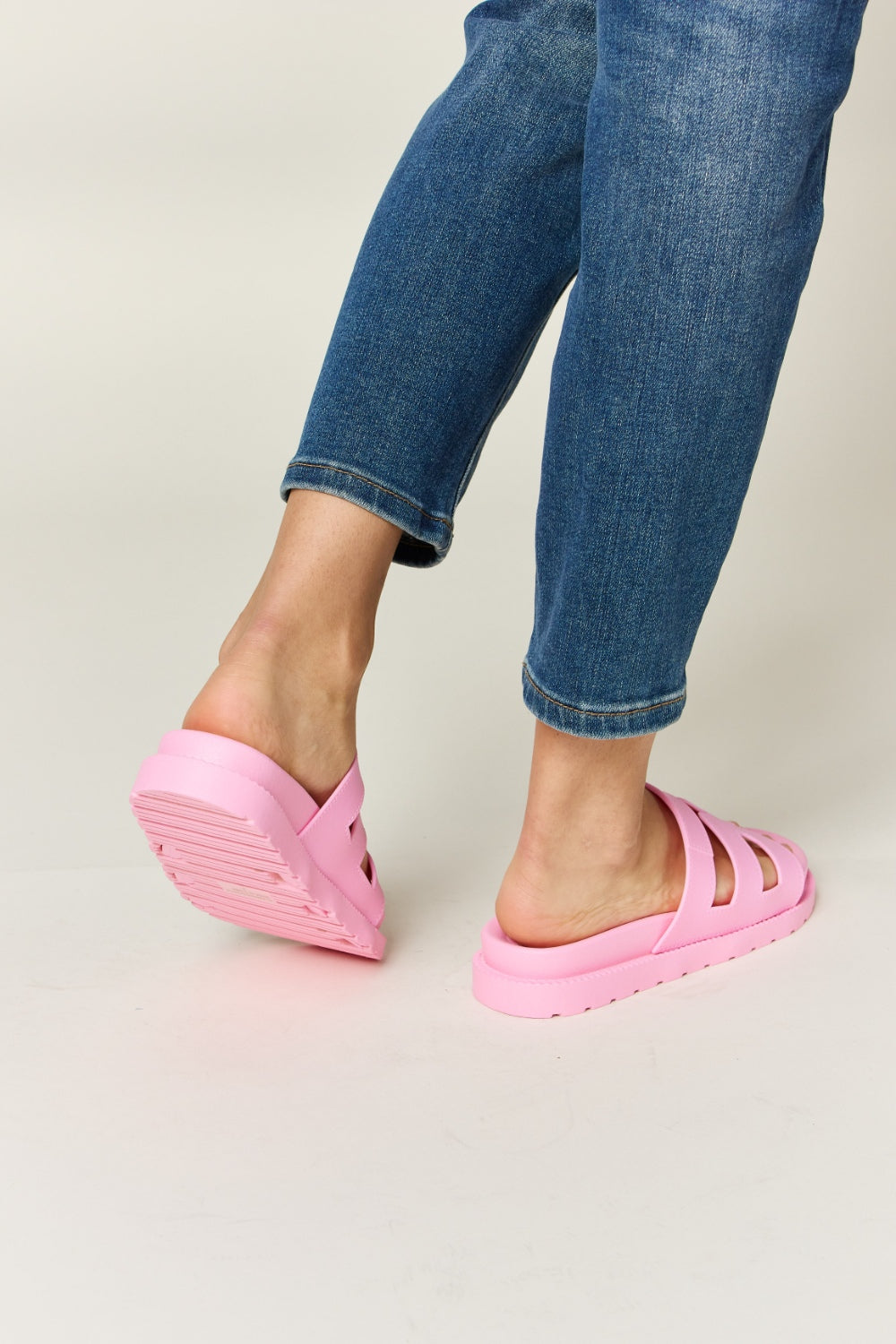 “The PINK WILD DIVA” Cutout Open Toe Flat Sandals