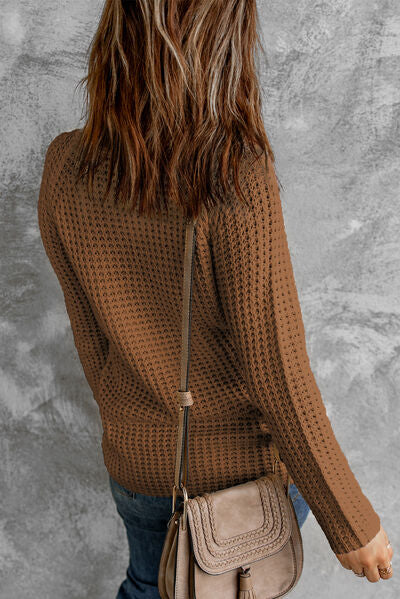 “The Debbie” Decorative Button Mock Neck Sweater