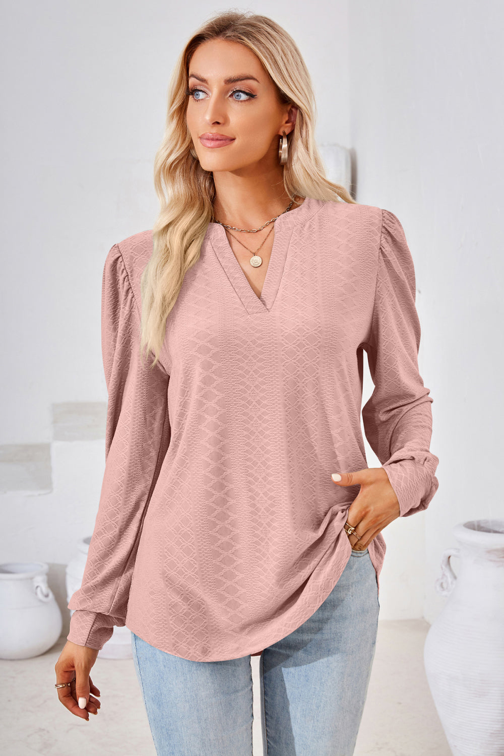 “The Visit To Indy” V-Neck Puff Sleeve Blouse