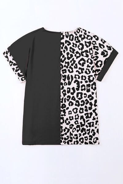 “The Paws” Plus Size Leopard Round Neck T-Shirt