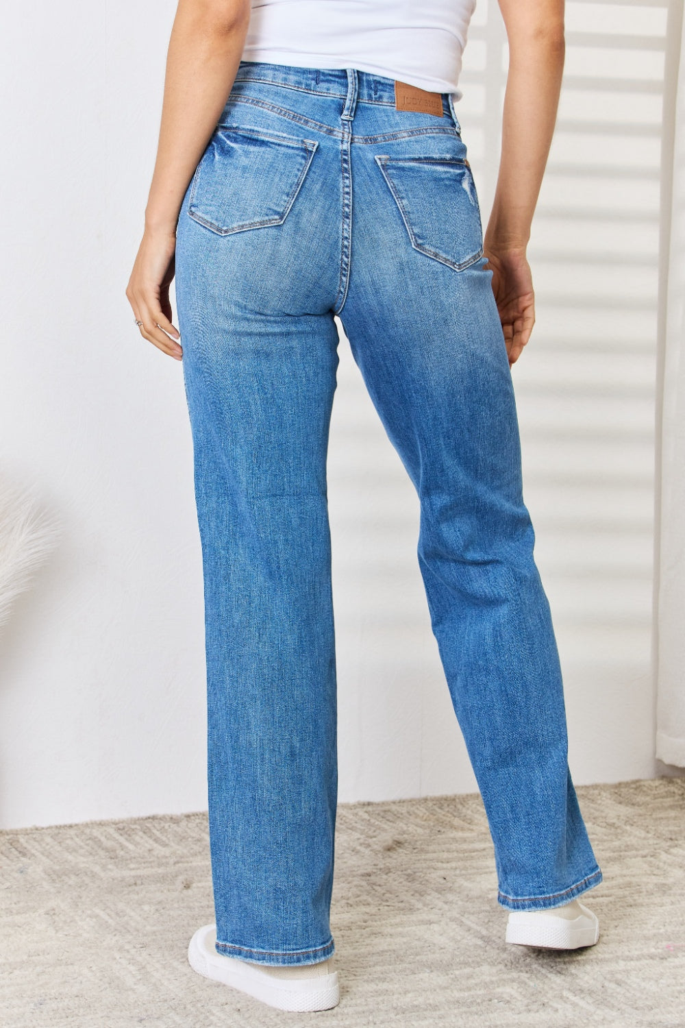 “The Stanky Leg” Full Size High Waist Distressed Straight-Leg Jeans