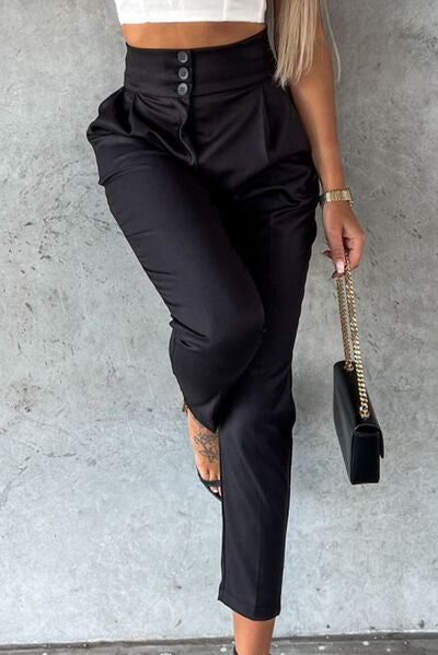 “The Off Kilter” High Waist Wide Waistband Pants