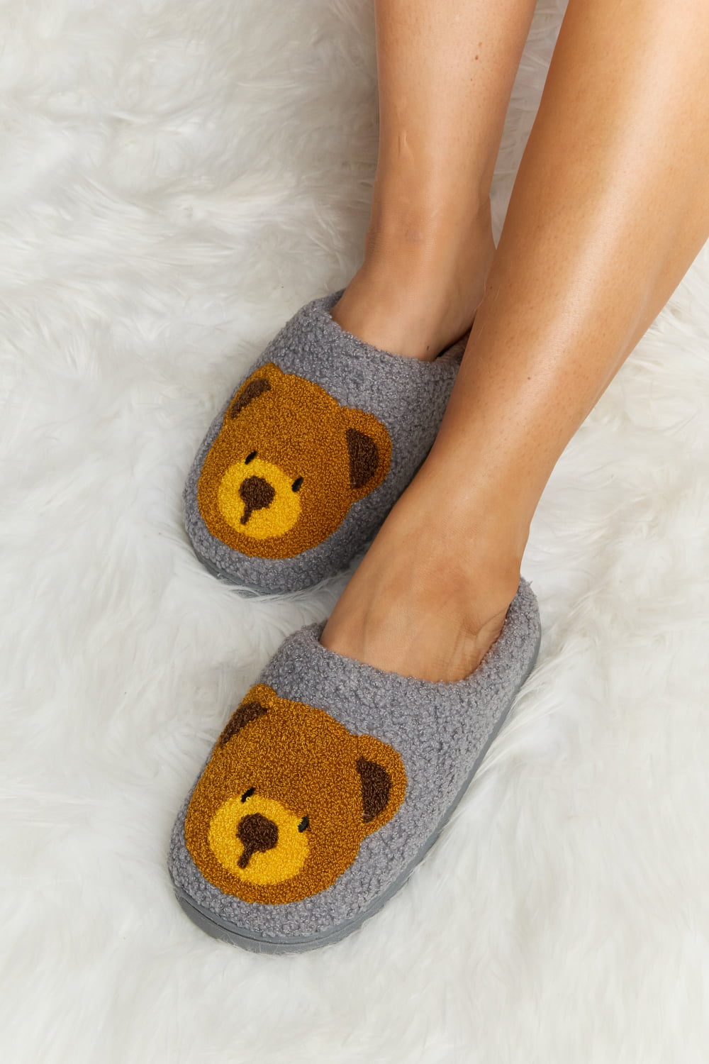 “The Teddy Bear” Print Plush Slide Slippers