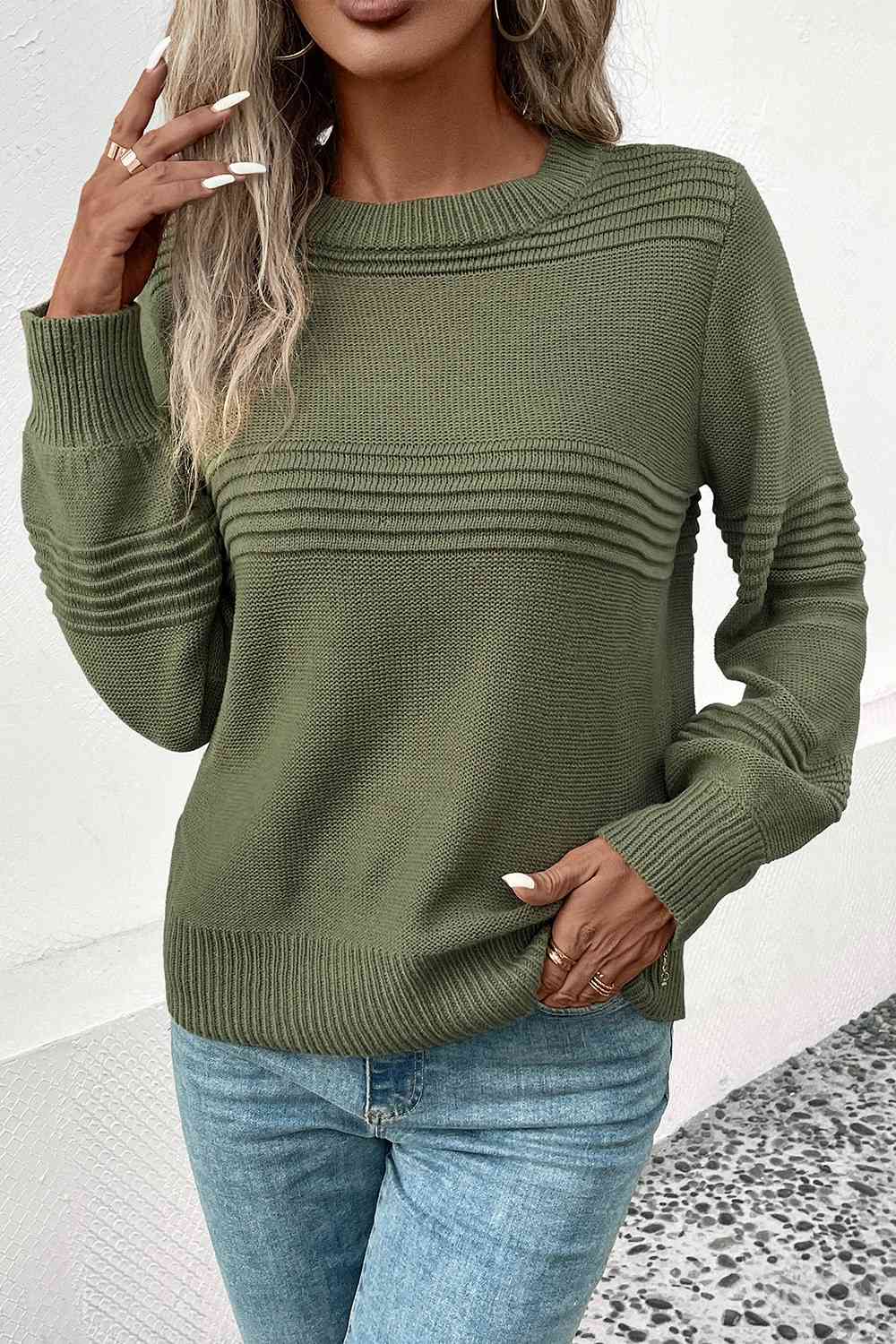 “The Round Towner” Round Neck Long Sleeve Sweater