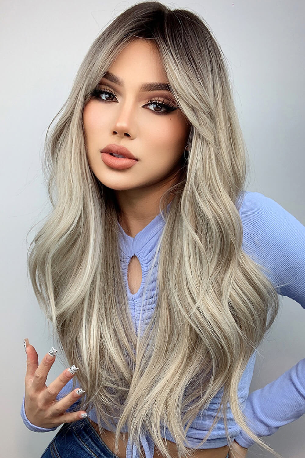 (Jasline)Full Machine Long Wave Wigs 26''