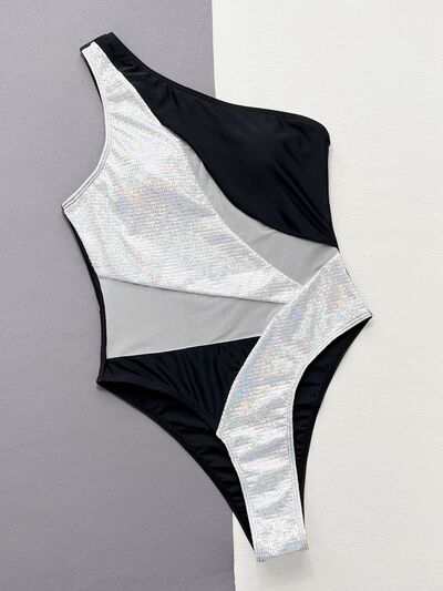 “The Shine In Contrast” Panel One-Piece Swimsuit