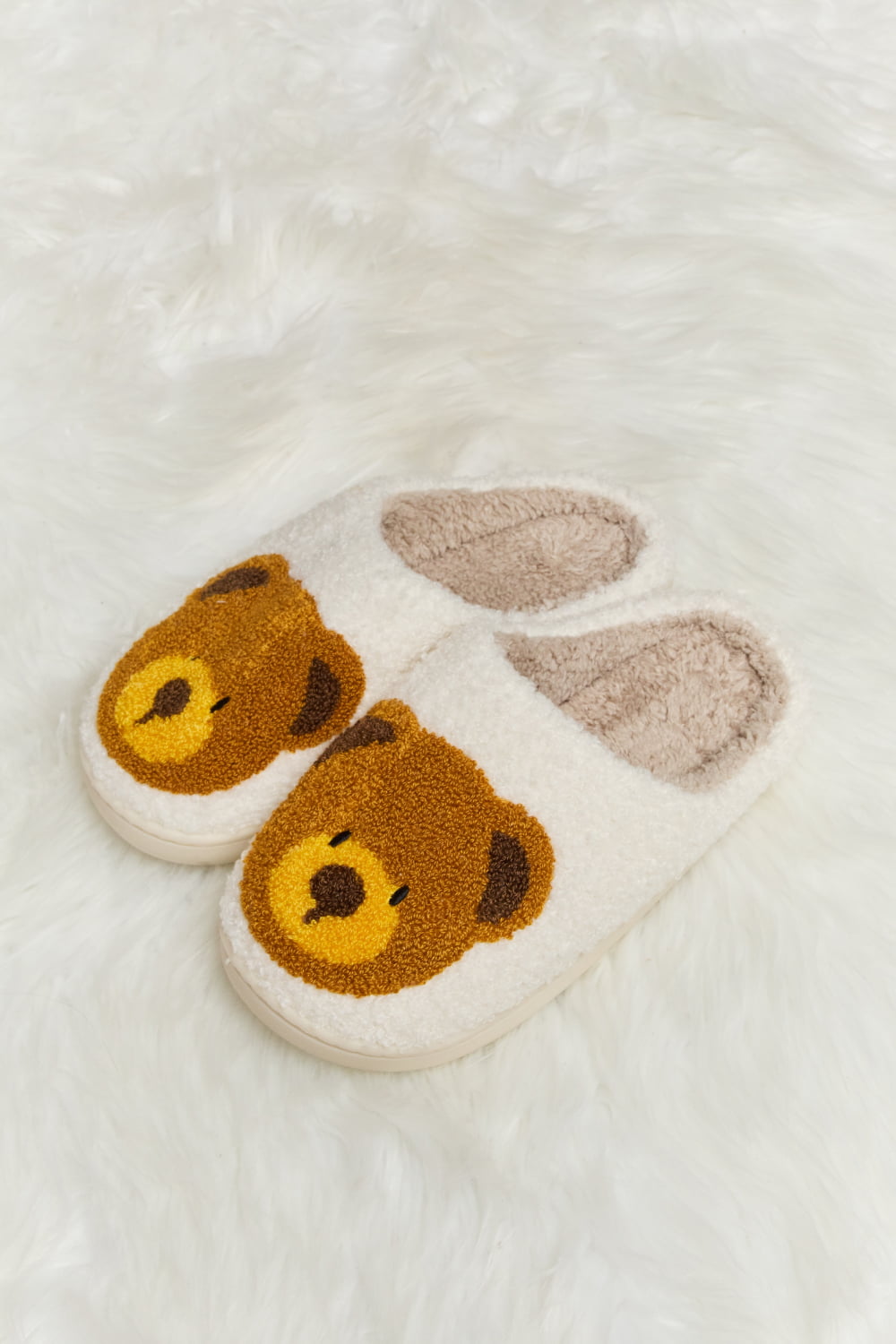 “The Teddy Bear” Print Plush Slide Slippers