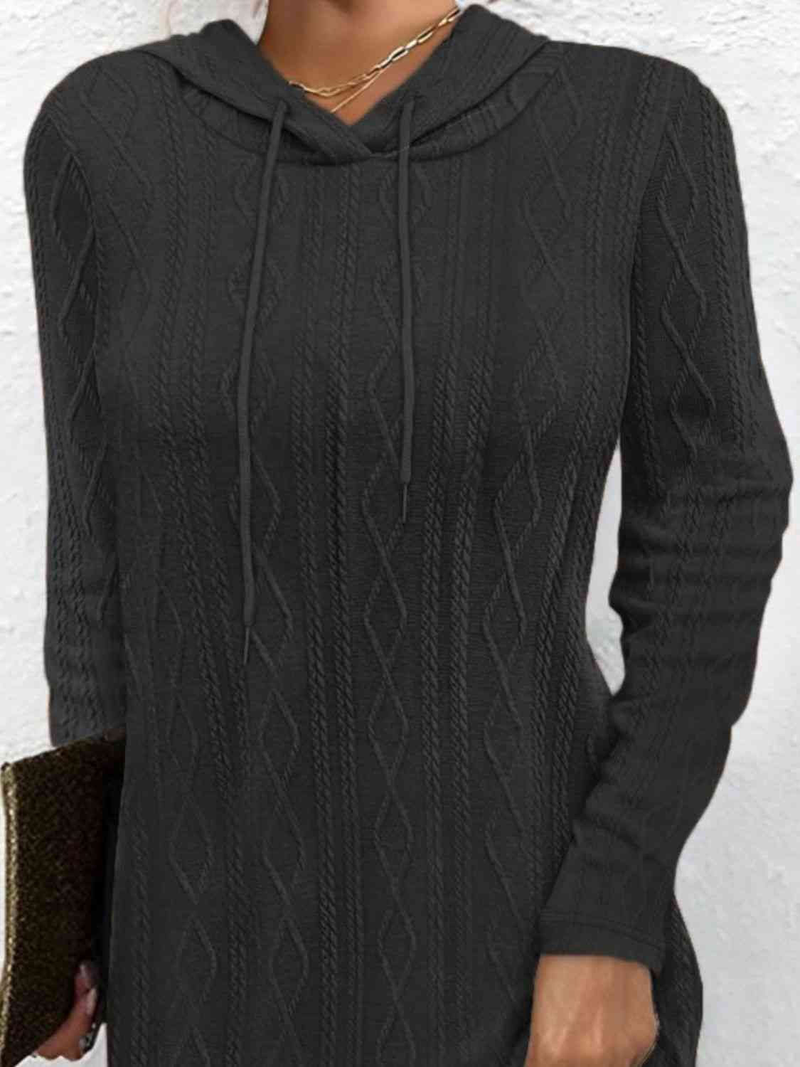 “The Aafia” Drawstring Hooded Sweater Dress