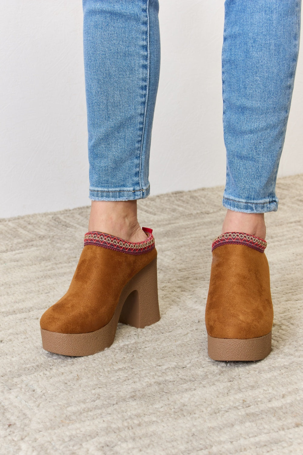 “The Clogger” Footwear Platform Suede Clog Heel