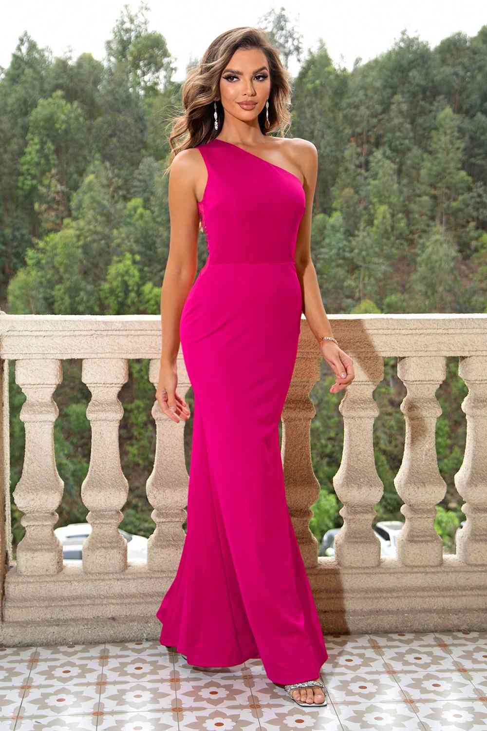 “The Mayor’s Ball” One-Shoulder Sleeveless Maxi Dress