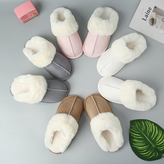 “The Cream Toe” Faux Suede Center Seam Slippers