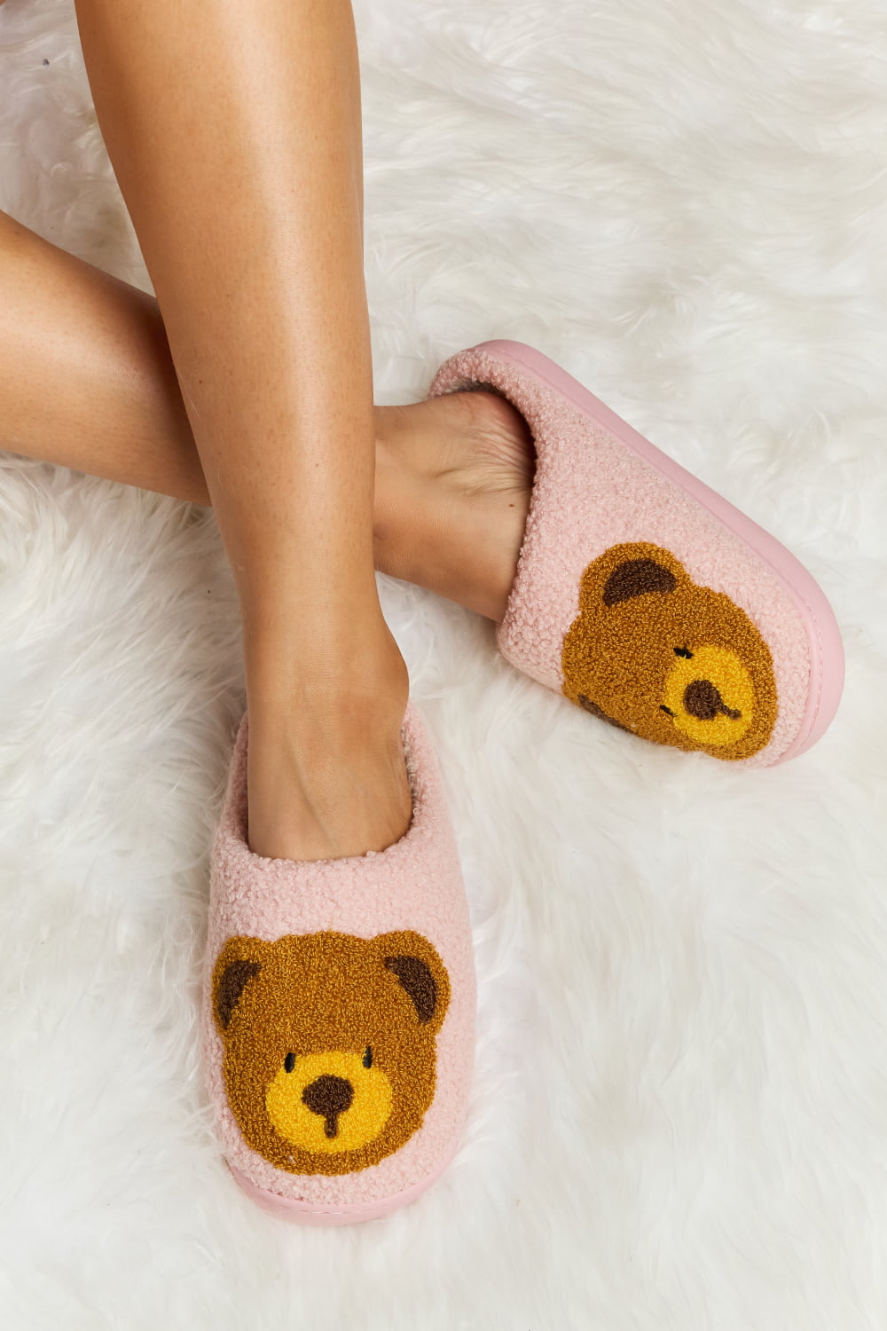 “The Teddy Bear” Print Plush Slide Slippers