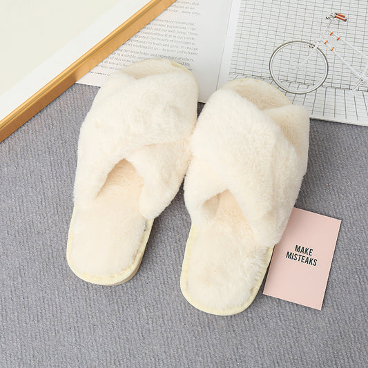 “The Softie” Faux Fur Crisscross Strap Slippers