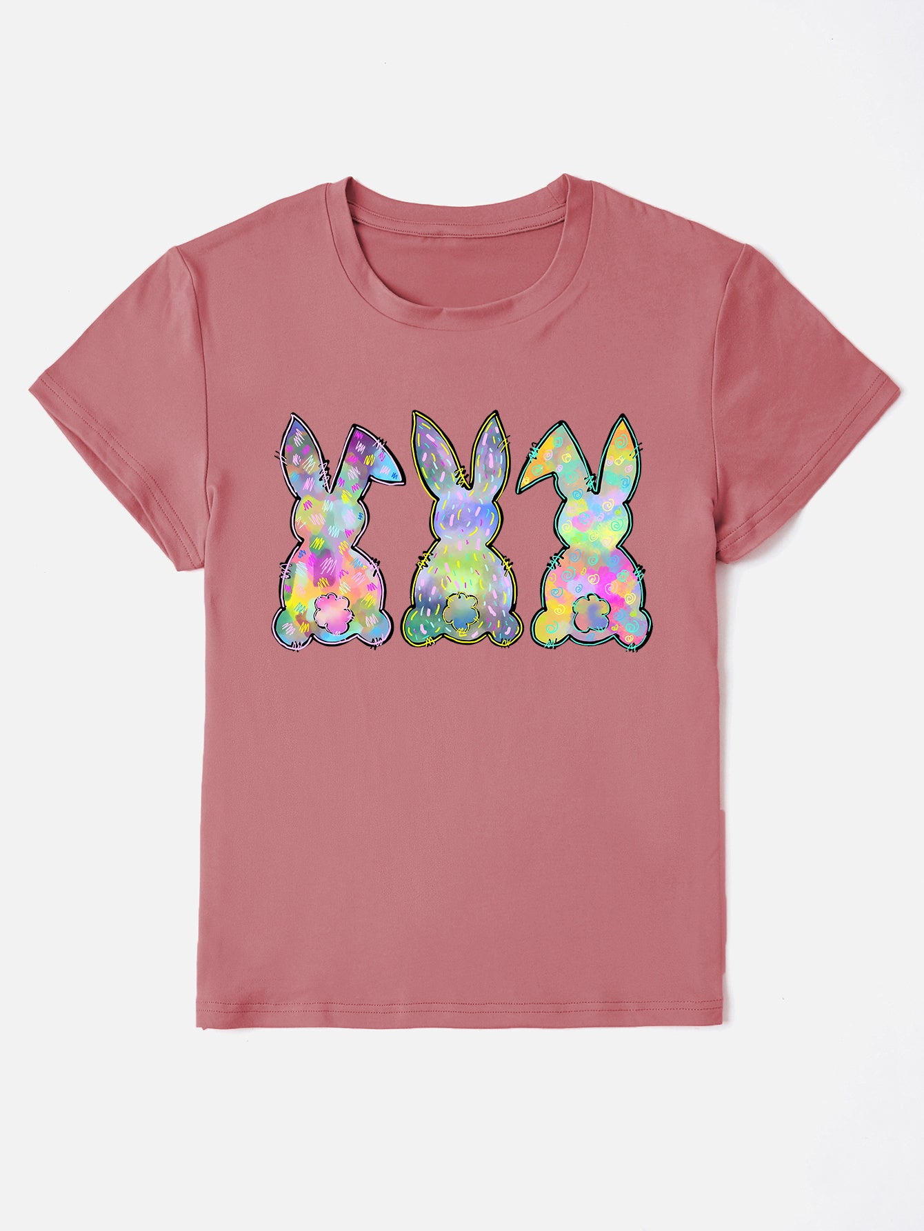 “The Rabbit Trio” Round Neck Short Sleeve T-Shirt