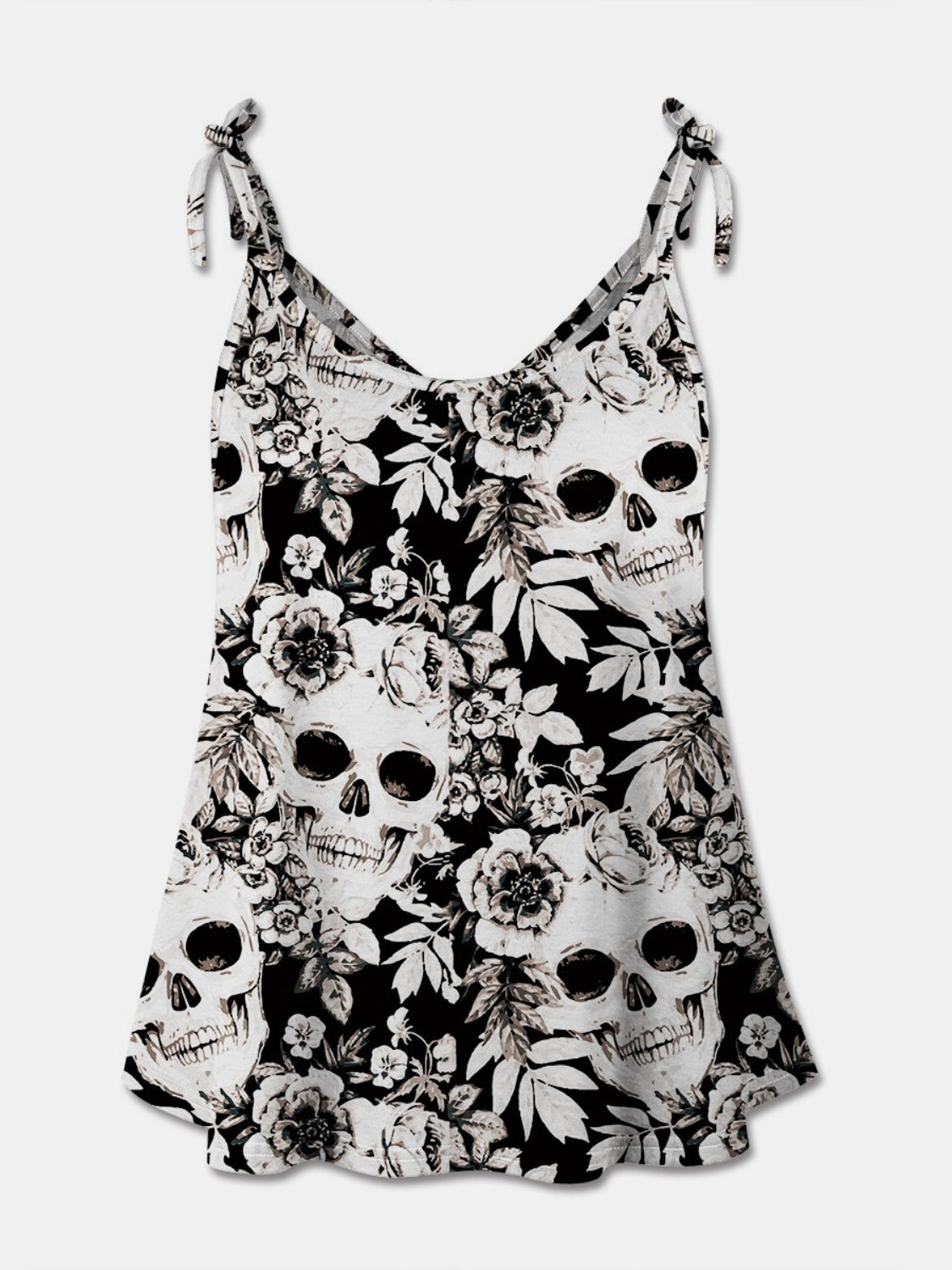 “The Dead Dream Garden” Skull Print Scoop Neck Cami