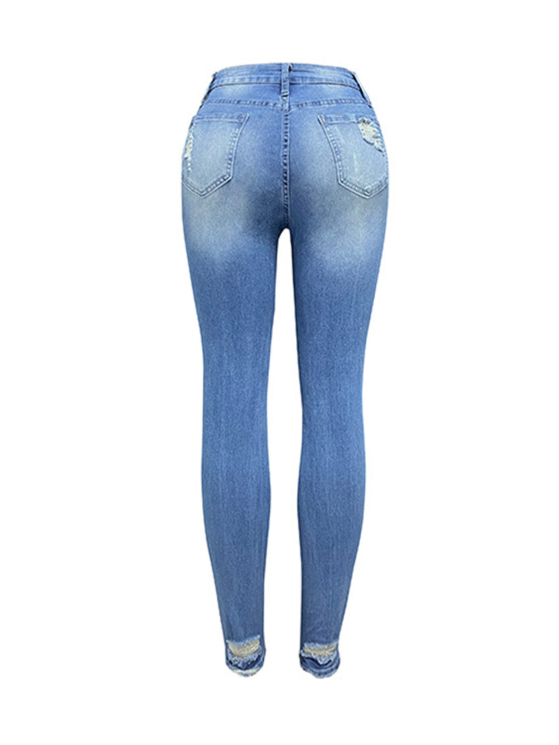 “The Watch Me Walk” Distressed Buttoned Jeans with Pockets