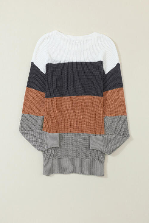 “The Krueger” Color Block Round Neck Sweater