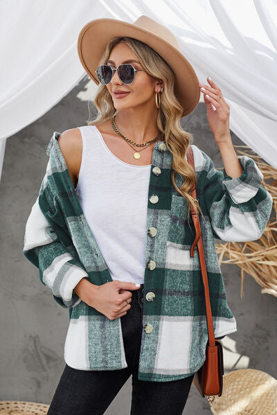 “The Range” Plaid Button Up Dropped Shoulder Jacket