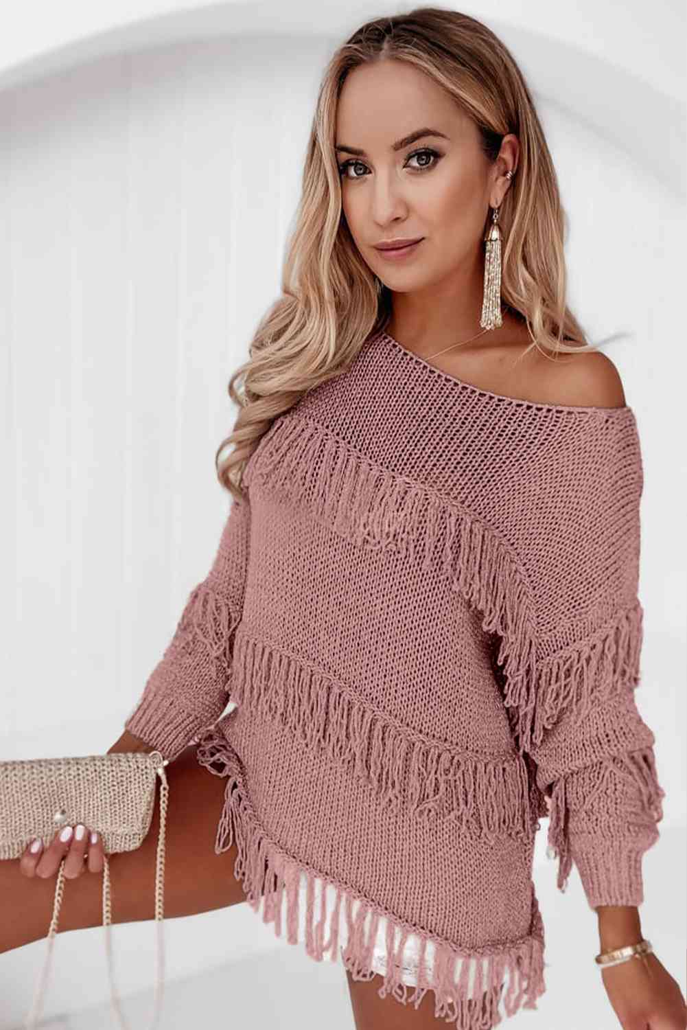 “The Mavys” Fringe Detail Long Sleeve Sweater