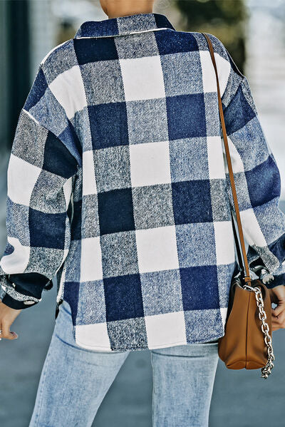 “The Range” Plaid Button Up Dropped Shoulder Jacket