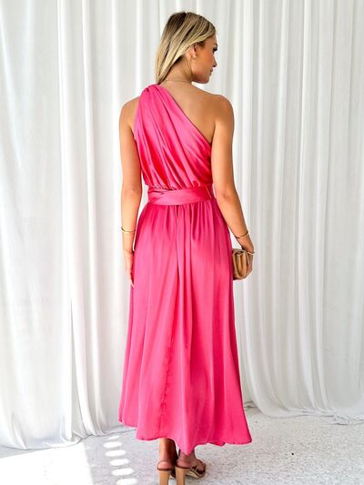 “The Johnson” Ruched One Shoulder Dress