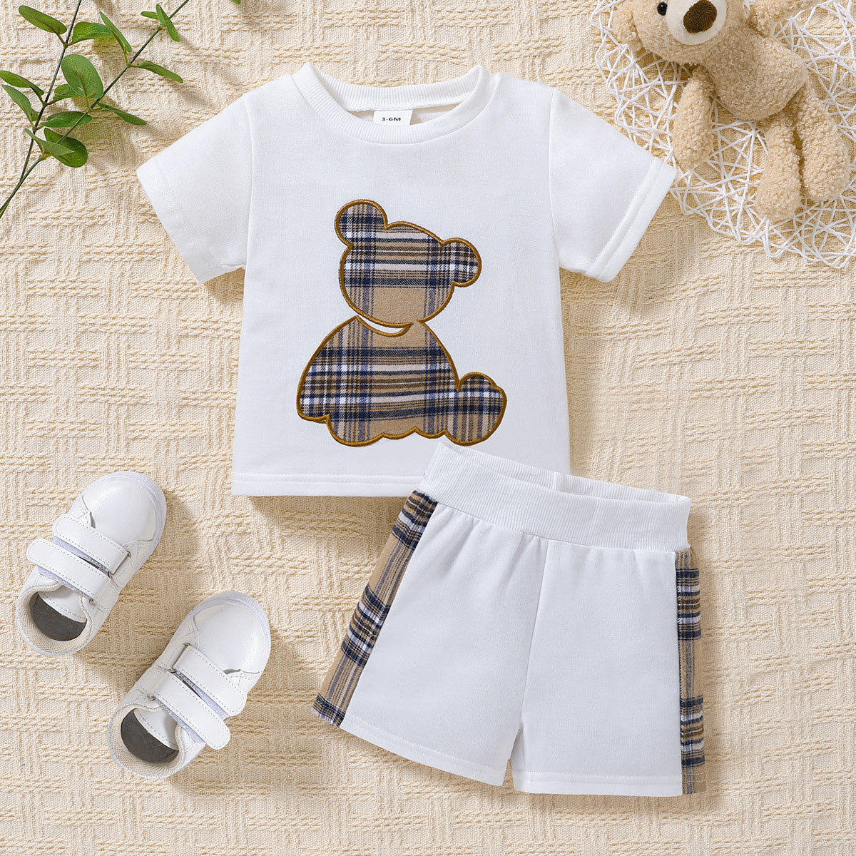 “The Baby Bear” Graphic Round Neck Tee and Short Set